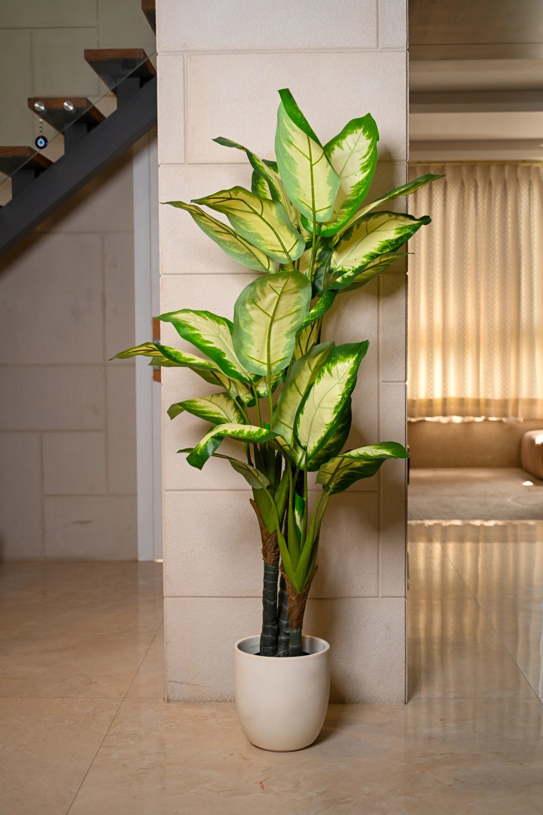 5ft White Dieffenbachia Artificial (Faux) Plant